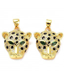 Leopardo. Aleación+Zirconia. Baño 18KGold. 22x18x6 mm. 5 mm cierre. 1 unidad. Leopardo. Aleación+Zirconia. Baño 18KGold. 22x18x6 mm. 5 mm cierre. 1 unidad.