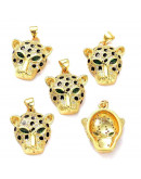 Leopardo. Aleación+Zirconia. Baño 18KGold. 22x18x6 mm. 5 mm cierre. 1 unidad. Leopardo. Aleación+Zirconia. Baño 18KGold. 22x18x6 mm. 5 mm cierre. 1 unidad.