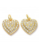 Corazón (3). Aleación+Zirconia. Baño 18KGold. 14x13x4 mm. 5 mm arandela. 1 unidad. Corazón (3). Aleación+Zirconia. Baño 18KGold. 14x13x4 mm. 5 mm arandela. 1 unidad.