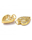 Corazón (3). Aleación+Zirconia. Baño 18KGold. 14x13x4 mm. 5 mm arandela. 1 unidad. Corazón (3). Aleación+Zirconia. Baño 18KGold. 14x13x4 mm. 5 mm arandela. 1 unidad.