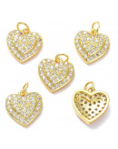 Corazón (3). Aleación+Zirconia. Baño 18KGold. 14x13x4 mm. 5 mm arandela. 1 unidad. Corazón (3). Aleación+Zirconia. Baño 18KGold. 14x13x4 mm. 5 mm arandela. 1 unidad.