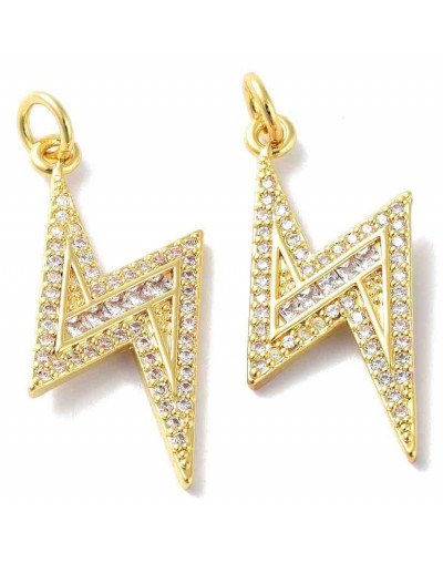 Rayo (2). Aleación+Zirconia. Baño 18KGold. 28,5x17x2,5 mm. 3 mm arandela. 1 unidad.