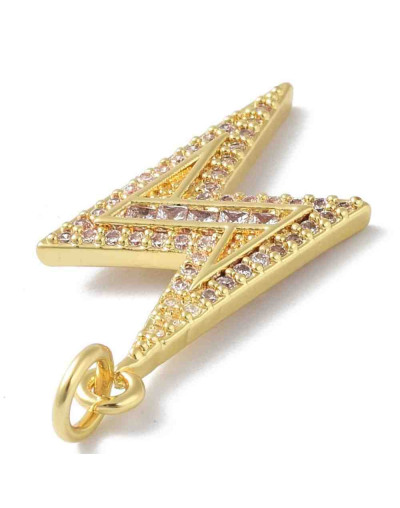 Rayo (2). Aleación+Zirconia. Baño 18KGold. 28,5x17x2,5 mm. 3 mm arandela. 1 unidad.