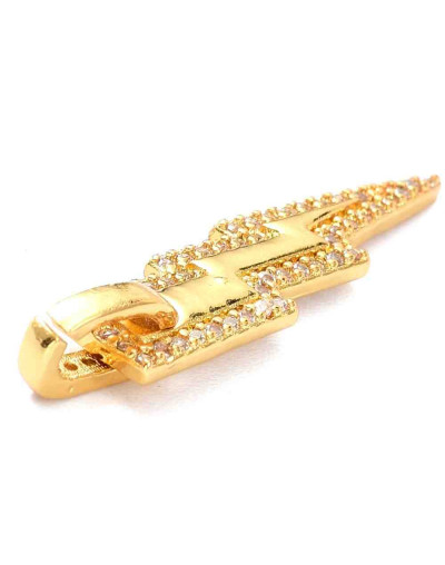 Rayo (1). Aleación+Zirconia. Baño 18KGold. 29x8x2 mm. 2,5 mm cierre. 1 unidad.