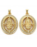 Virgen (2). Aleación+Zirconia. Baño 18KGold. 33x24x5 mm. 5 mm cierre. 1 unidad.