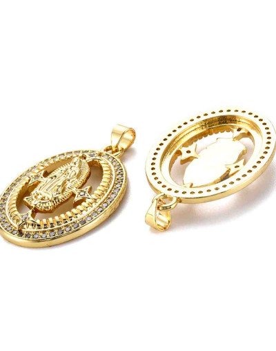 Virgen (2). Aleación+Zirconia. Baño 18KGold. 33x24x5 mm. 5 mm cierre. 1 unidad.