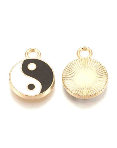 Yin-Yang.  Aleación de cobre y esmalte. 16x12 milímetros. 2 mm perforación. 4 unidades