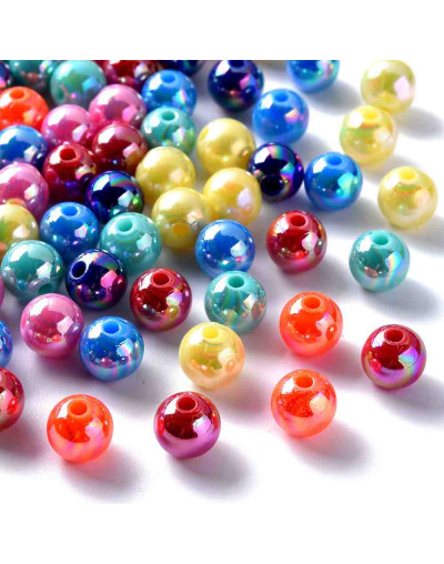 Esfera color metalizado. Varios colores. 08 mm diámetro. 2 mm perforación. 50 uds aproximado.