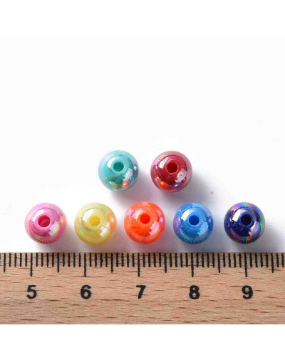 Esfera color metalizado. Varios colores. 08 mm diámetro. 2 mm perforación. 50 uds aproximado.