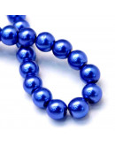 Esfera. Glass Perla. ROYAL BLUE. 6~7 mm diámetro. 1 mm perforación. 145 unidades hilo (aproximado).