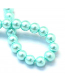 Esfera. Glass Perla. AQUAMARINE. 6~7 mm diámetro. 1 mm perforación. 145 unidades hilo (aproximado).