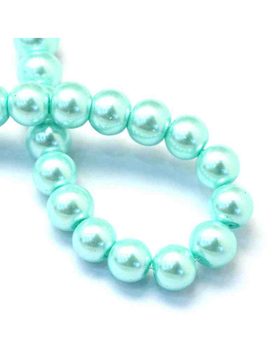 Esfera. Glass Perla. AQUAMARINE. 6~7 mm diámetro. 1 mm perforación. 145 unidades hilo (aproximado).