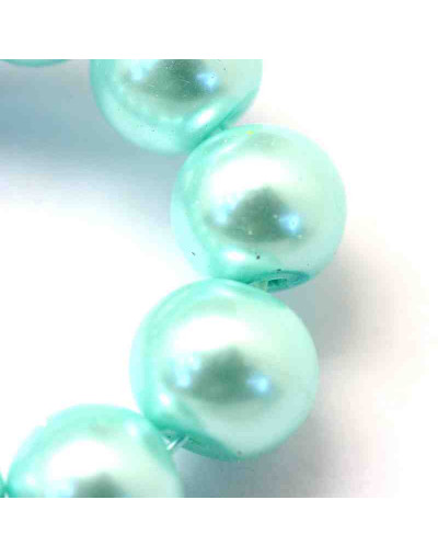 Esfera. Glass Perla. AQUAMARINE. 6~7 mm diámetro. 1 mm perforación. 145 unidades hilo (aproximado).