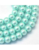 Esfera. Glass Perla. AQUAMARINE. 6~7 mm diámetro. 1 mm perforación. 145 unidades hilo (aproximado).