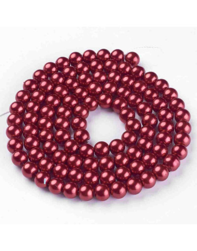 Esfera. Glass Perla. FIREBRICK. 6~7 mm diámetro. 1 mm perforación. 145 unidades hilo (aproximado).