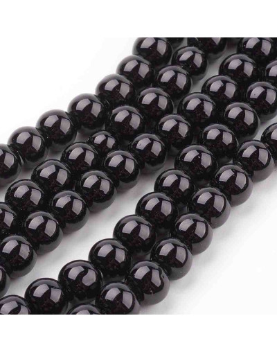 Esfera. Glass Perla. BLACK. 6~7 mm diámetro. 1 mm perforación. 145 unidades hilo (aproximado).