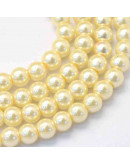 Esfera. Glass Perla. LEMON CHIFFON. 6~7 mm diámetro. 1 mm perforación. 145 uds hilo (aproximado).