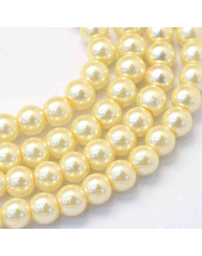 Esfera. Glass Perla. LEMON CHIFFON. 6~7 mm diámetro. 1 mm perforación. 145 uds hilo (aproximado).