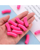 Tubo curvo. Color HOT PINK. 36x13,5x11,5 milímetros. 4 mm diámetro. 4 unidades.