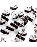 Rhinestone Beads. Plateado. Cristal AMETHYST. Grado A. 8x3,8 mm. 2 mm perforación 10 unidades.