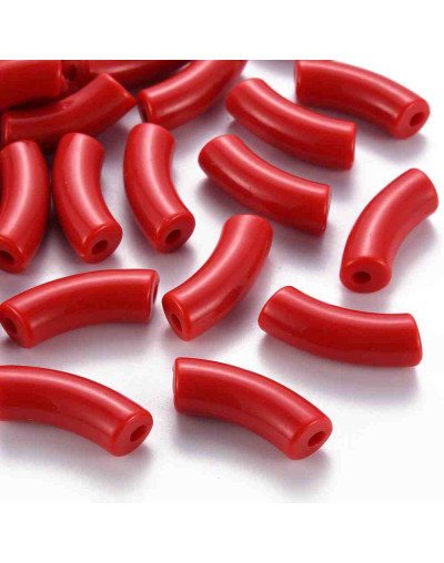 Tubo curvo. Color RED. 36x13,5x11,5 milímetros. 4 mm diámetro. 4 unidades.