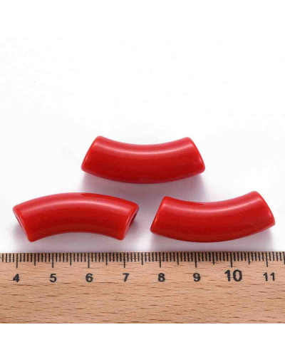 Tubo curvo. Color RED. 36x13,5x11,5 milímetros. 4 mm diámetro. 4 unidades.