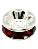 Rhinestone Beads. Plateado. Cristal SIAM. Grado A. 8x3,8 mm. 2 mm perforación 10 unidades.
