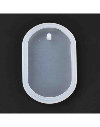 Molde de silicona. Para resina. Ovalo. 52x35x7,5 milímetros. 3 mm perforación. 1 unidad.
