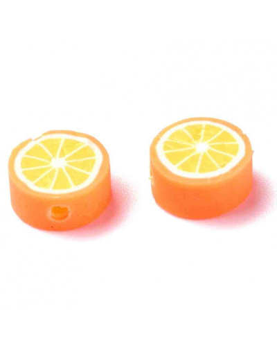 Naranja. 9x9x5 milímetros. 2 milímetros perforación. 10 unidades.