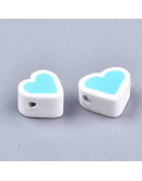 Corazón. Varios colores. 9x9x5 milímetros. 2 milímetros perforación. 10 unidades.