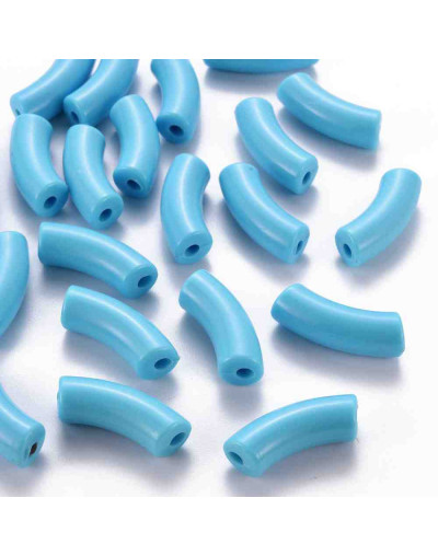 Tubo curvo. Color SKY BLUE. 36x13,5x11,5 milímetros. 4 mm diámetro. 4 unidades.