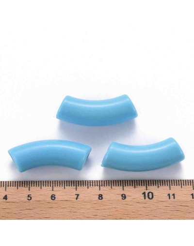 Tubo curvo. Color SKY BLUE. 36x13,5x11,5 milímetros. 4 mm diámetro. 4 unidades.