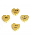 Corazón "I love you". Acero inoxidable. Color dorado. 8 milímetros 2 mm perforación. 1 unidad