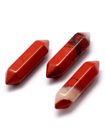 Jásper Rojo. Hexágono. 2 puntas. 30 milímetros. Sin perforación. 1 unidad.