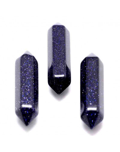 Aventurina Azul. Hexágono. 2 puntas. 30 milímetros. Sin perforación. 1 unidad.