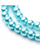 Esfera. Glass Perla. LIGHT CYAN. 8 mm diámetro. 1 mm perforación. 100 unidades hilo (aproximado).