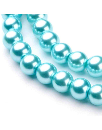 Esfera. Glass Perla. LIGHT CYAN. 8 mm diámetro. 1 mm perforación. 100 unidades hilo (aproximado).