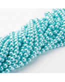 Esfera. Glass Perla. LIGHT CYAN. 8 mm diámetro. 1 mm perforación. 100 unidades hilo (aproximado).