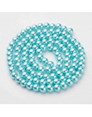 Esfera. Glass Perla. LIGHT CYAN. 8 mm diámetro. 1 mm perforación. 100 unidades hilo (aproximado).