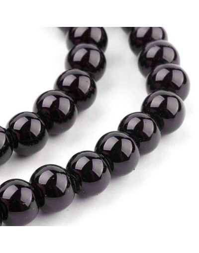 Esfera. Glass Perla. BLACK. 8 mm diámetro. 1 mm perforación. 100 unidades hilo (aproximado).
