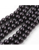 Esfera. Glass Perla. BLACK. 8 mm diámetro. 1 mm perforación. 100 unidades hilo (aproximado).