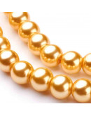 Esfera. Glass Perla. GOLD. 8 mm diámetro. 1 mm perforación. 100 unidades hilo (aproximado).