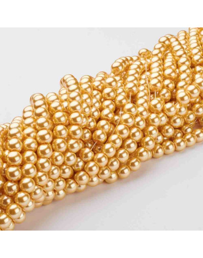 Esfera. Glass Perla. GOLD. 8 mm diámetro. 1 mm perforación. 100 unidades hilo (aproximado).