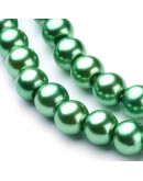 Esfera. Glass Perla. GREEN. 8 mm diámetro. 1 mm perforación. 100 unidades hilo (aproximado).