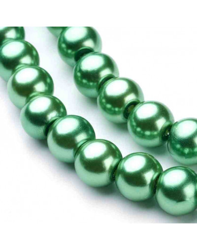 Esfera. Glass Perla. GREEN. 8 mm diámetro. 1 mm perforación. 100 unidades hilo (aproximado).