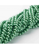 Esfera. Glass Perla. GREEN. 8 mm diámetro. 1 mm perforación. 100 unidades hilo (aproximado).