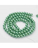 Esfera. Glass Perla. GREEN. 8 mm diámetro. 1 mm perforación. 100 unidades hilo (aproximado).