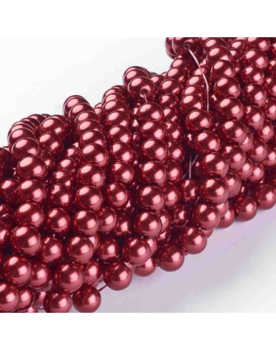 Esfera. Glass Perla. FIREBRICK. 8 mm diámetro. 1 mm perforación. 100 unidades hilo (aproximado).