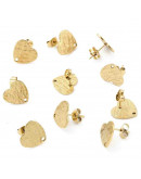 Pin para aretes con cierre. Corazón. Acero inoxidable. Real 18k Gold. Pin 12x13 milímetros. 2 uds. Pin para aretes con cierre. Corazón. Acero inoxidable. Real 18k Gold. Pin 12x13 milímetros. 2 uds.