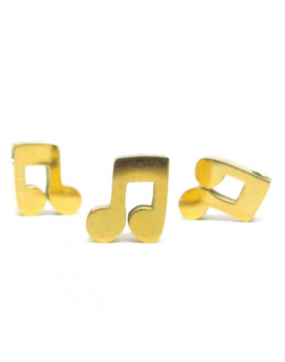 Notas musicales. Acero inoxidable. Color dorado. 8 milímetros 2 mm perforación. 1 unidad
